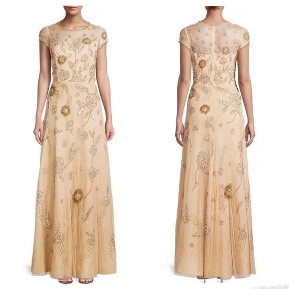 Aidan Mattox Dresses & Skirts - AIDAN MATTOX Floral Bead-Embroidered Gown